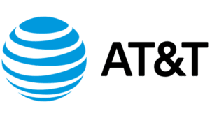 A blue and black logo for at & t.