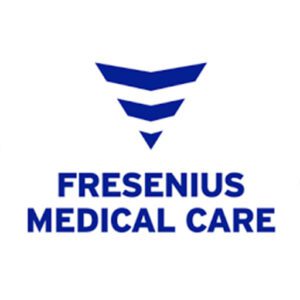 A blue and white logo of fresenius medical care.